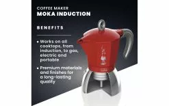 Bialetti Cafetière Italienne New Moka Induktion 4 Tasse, Rouge - Pot à Espresso -magasin de machines à café 1031033 3 5