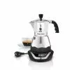 Bialetti Cafetière Italienne Moka Timer 3 Tasse, Noir/Argenté - Pot à Espresso